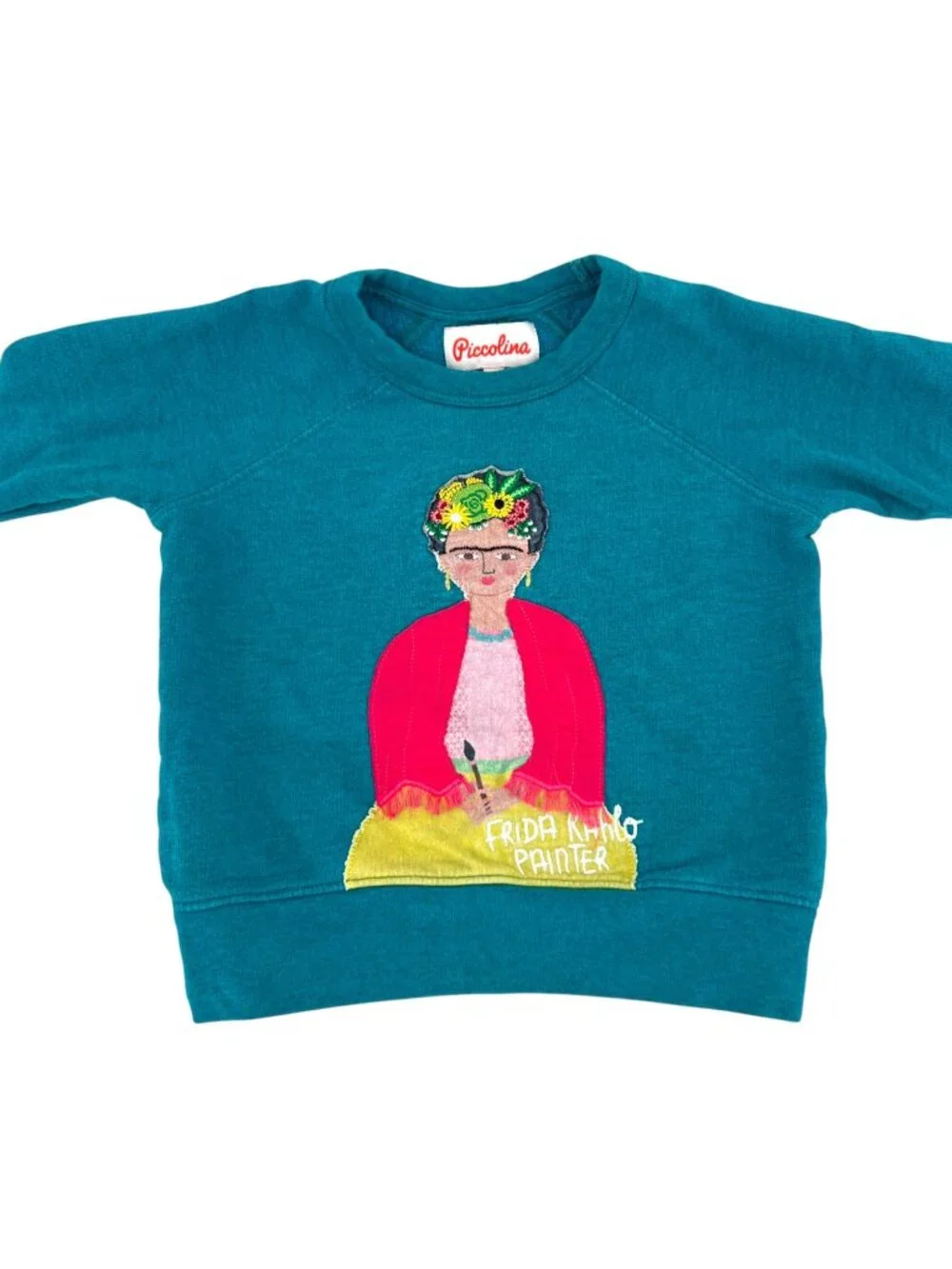 Piccolina Frida Kahlo Painter Toddler Feminist Art Sweatshirt Teal Size 3